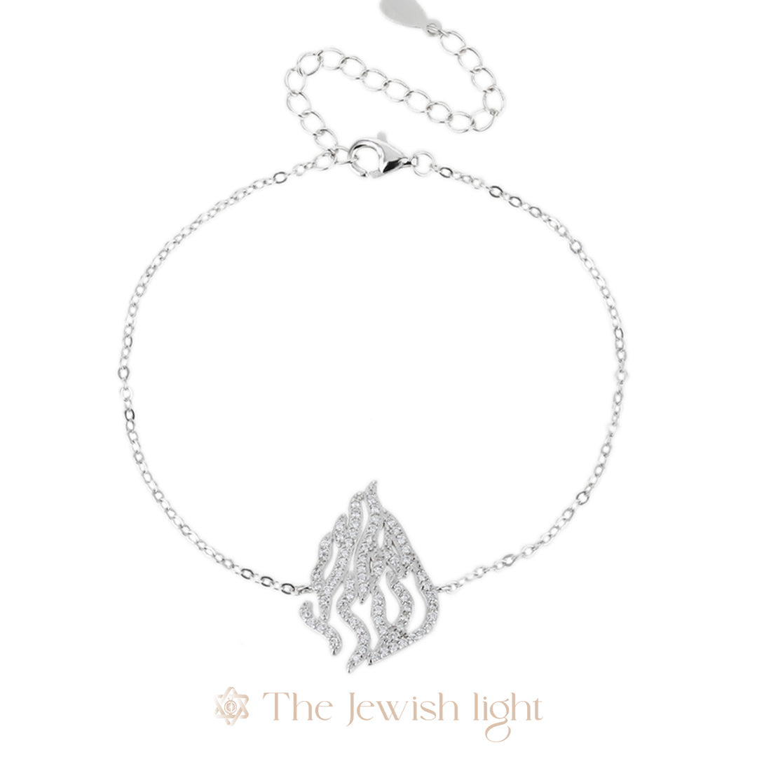 צמיד האש שלי משובץ - כסף 925