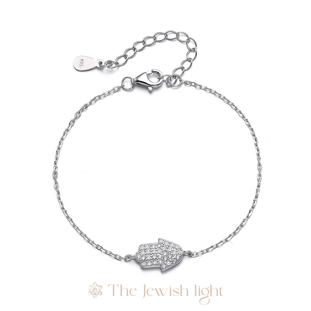 צמיד חמסה משובץ - כסף 925