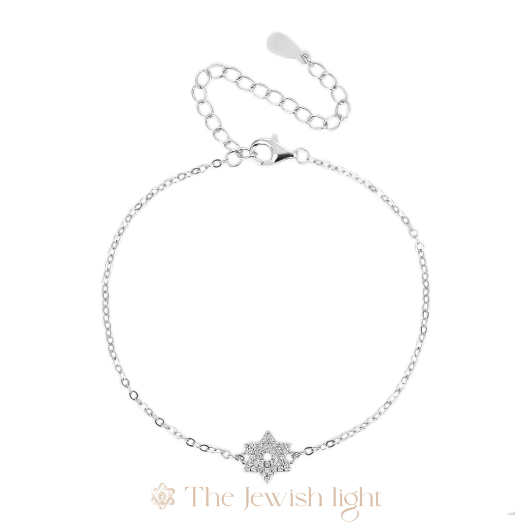 צמיד מגן דוד משובץ - כסף 925